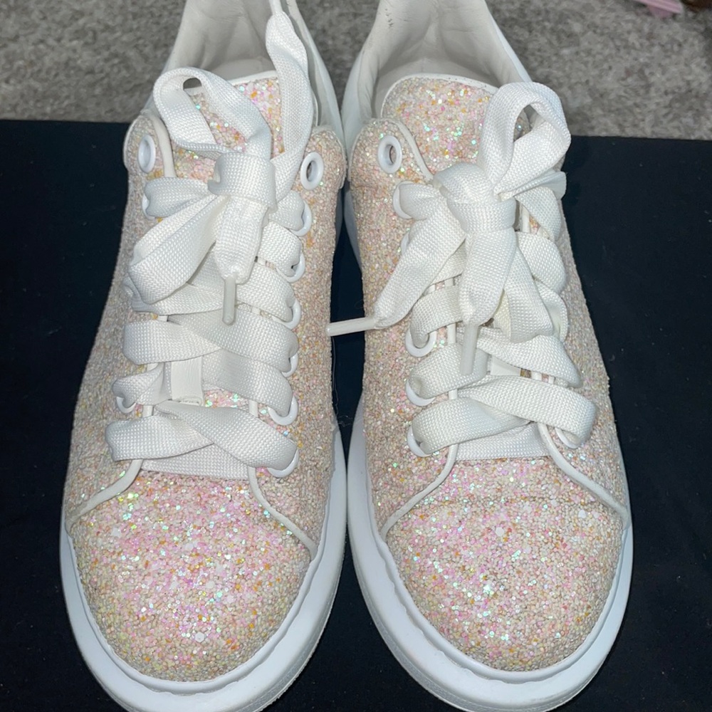 Pink glitter Alexander McQueen sneakers